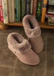 Ladies Sheepskin Lined Bootee Slippers