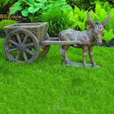 Donkey And Cart Garden Statue For