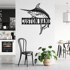 Custom Name Marlin Fish Wall Decor Sign