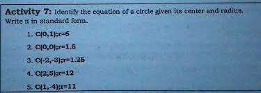 Identify The Equation Of A Circle Given