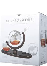 Globe Decanter With 2 Glasses Total