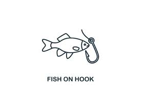 Fish On Hook Icon Graphic By