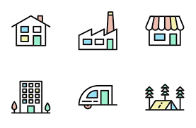 Vector Houses And Buildings Icons