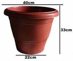 Brown Round Plastic Garden Flower Pot