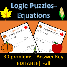 Solving Equations Logic Puzzles