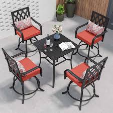 Square Patio Table Outdoor Bar Stools