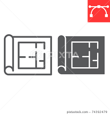 Floor Plan Line And Glyph Icon