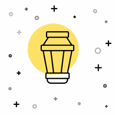 Black Line Garden Light Lamp Icon