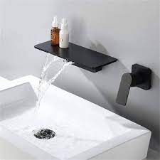Forclover Single Handle Bathroom Wall Mounted Faucet With Waterfall In Matte Black