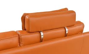 Esf 533 Orange Leather Sectional Sofa