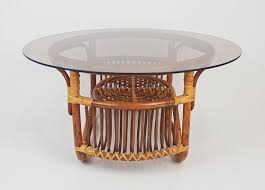 Rattan Coffee Table And Smoked Glass