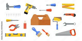 Construction Repair Tools Flat Icon Set