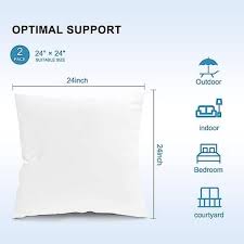 24 In X 24 In Outdoor Pillow Inserts Waterproof Decorative Throw Pillows Insert Square Pillow Form Set Of 2