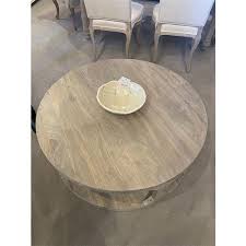 Sian Pine Wood Rustic Round Coffee Table