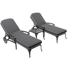 3 Piece Aluminum Outdoor Chaise Lounge