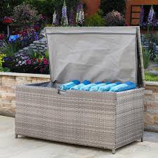 Gray Wicker Outdoor Storage Deck Box