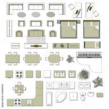 Set Top View For Interior Icon Design