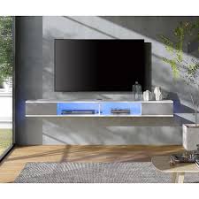 Wampat Floating 70 In White Tv Stand Entertainment Storage Fits Tv S Up To 75 In With Cable Management Whitegray