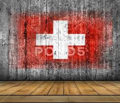 Switzerland Flag Painted On Background