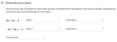 Y Intercept For Each Linear Equation