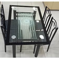 Rectangular 4 Seater Glass Dining Table