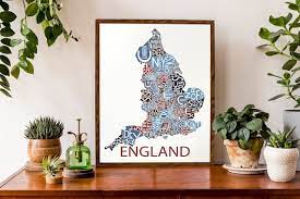 Typographic Map Of England Shire Or