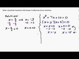 Find A Quadratic Equation When Given