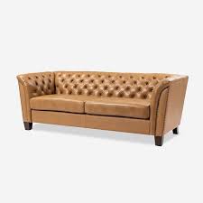 Camel Genuine Leather Rectangle Sofa