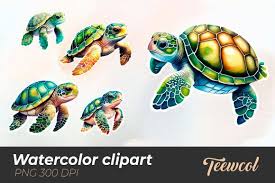 Stickers Of Baby Sea Turtles Watercolor
