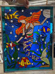 Mermaid Jewels Stained Glass Window