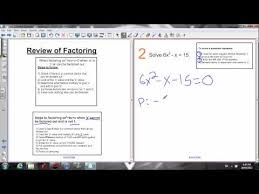 6 2 Solving Quadratics By Factoring