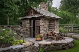 Rustic Garden Shed With Natural Stone
