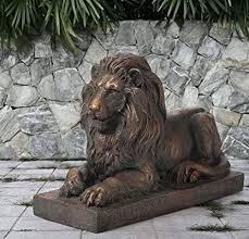 Brown Marble Sitting Lion Statue For