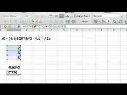 A Quadratic Formula In Microsoft Excel