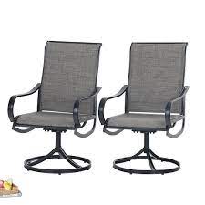 Phi Villa Black Swivel Textilene Metal Patio Outdoor Dining Chair 2 Pack Thd E02gf093 B