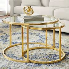 Home Decorators Collection Cheval Gold Metal Nesting Coffee Tables With Glass Top Set Of 2 30 In W X 18 5 In H Gold Glass