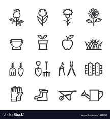 Flower And Gardening Tools Icons