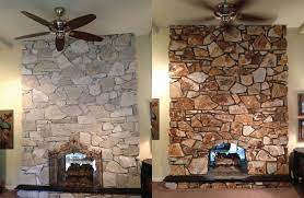 Painted Stone Fireplace