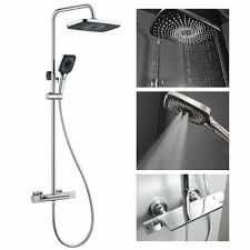 Chrome Shower Faucet Set Bathroom Rain