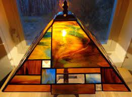 Custom Prairie Style Stained Glass Lamp