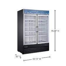 Saba 56 In W 45 Cu Ft Two Glass Door Commercial Merchandiser Freezer Reach In Black Glass Door Sm 45f