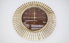 German Brass Sunburst Wall Clock
