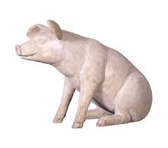 Pig Sitting Small Roman Stone