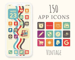 Vintage App Icons Bundle 150 Aesthetic
