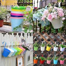 Metal Fence Hanging Plant Pots