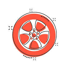 Car Wheel Icon In Comic Style Vehicle