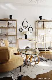 Gold Shelving Unit With Glass Shelves