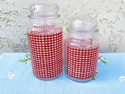 Anchor Hocking Red Gingham Canisters