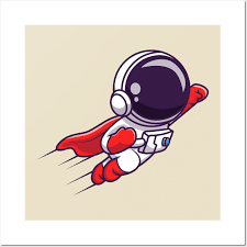 Cute Astronaut Super Hero Flying