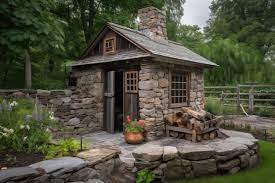 Rustic Garden Shed With Natural Stone